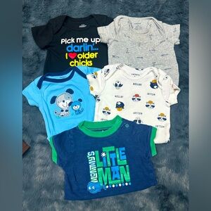 Baby Onesies Set - Blue, Black, Gray